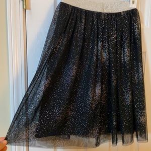 ZARA Collection Silver Glitter Tulle Midi Skirt